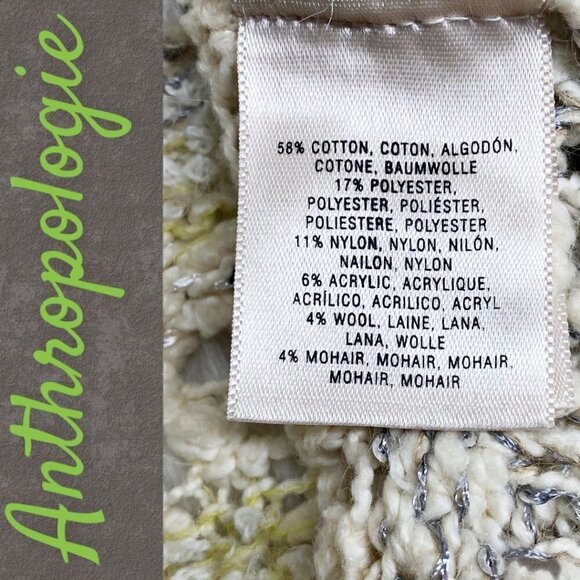 ANTHROPOLOGIE Knitted & Knotted Soubrette Open Knit Sequin Cardigan, Size XS - Picture 8 of 12